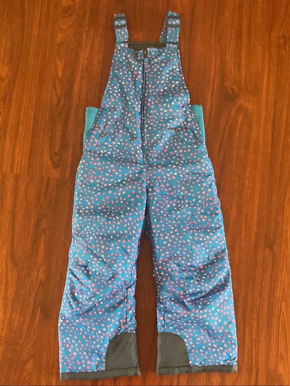Arctix Teal Snow Bib Overalls with Pink Star Print size 5T